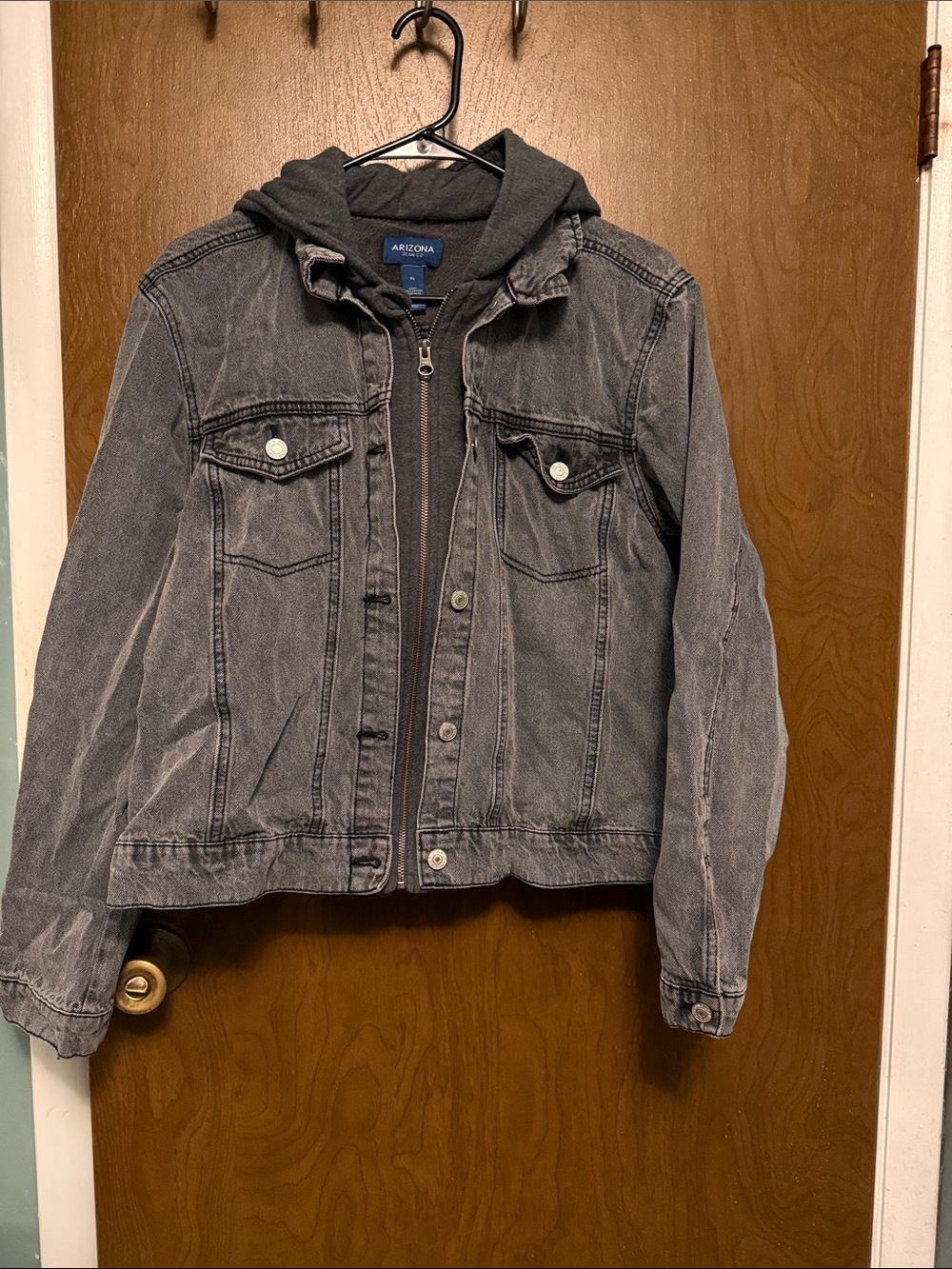 Arizona Jean Company Gray  Hooded Denim Jacket size XL